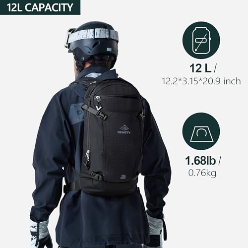 SEMSTY 12L Ski & Snowboard Backpack, Backcountry Backpack for Men Women