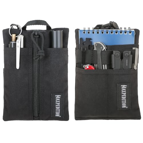 MAXPEDITION Platy Pocket Organizer, Durable EDC Tool Pouch for Men, Neck Wallet with Paracord Lanyard, Holds Flashlight, Multitool, Pen, Notebook (Black, 5" x 7")