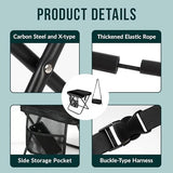ABUUL Portable Folding Stool – 12" Tall Collapsible Backpack Stool with Storage Pouch, Hands-Free Carry & Supports 300 lbs, Ultralight for Hiking, Fishing, Camping, Festivals (Black, Standard)