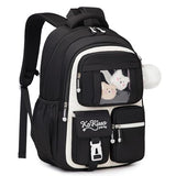 PIG PIG GIRL Kids Backpack for Girls - School Bags for Middle School Students - Book Bag for Elementary Primary - Kawaii Ita Backpack - Black and Beige