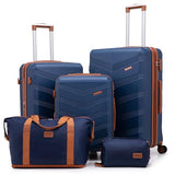 CONCEPTEN Luggage Sets 5 Piece, Expandable Hardside Suitcase with Spinner Wheels, 20/24/28 inch Travel Luggage Set, Lightweight Carry On with TSA Lock (Dark Blue)