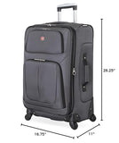SwissGear Sion Softside Expandable Luggage – Medium Checked Suitcase with 360 Degree Wheels & Retractable Handle – 25 Inch, Perfect for 1-7 Night Trips – Dark Gray