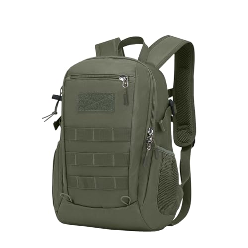 ArcEnCiel 20L Tactical Backpack MOLLE Daypack Gear Pack Camping Bag with Patch (Grey&Green)