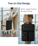 MIAOJIE Over Luggage Organizer Bag for Suitcase with Multi Pockets, 16” Laptop Bag with Handle, Portable Travel Organizer Bags for Luggage with Adjustable Straps, Tote Carry Bag for Men Women(Black)