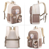 FIUAIE School Backpack for Teen Girls Bookbag: Cute 15.6 Inch Backpacks for Kids Middle High School BookBags Durable Laptop BackPack for Women Student Casual Daypack for Travel Khaki Beige