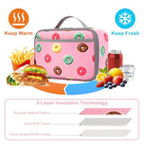 FlowFly Kids Lunch box Insulated Soft Bag Mini Cooler Back to School Thermal Meal Tote Kit for Girls, Boys, Doughnut