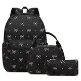 FADOVYE Waterproof Laptop Backpack for Girls Women, Water Resistant College School Backpack Casual Daypacks with Lunch Box Pencil Case (Bows-Black)