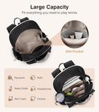 Marvolia Tennis Bags for Women Men, Tennis Backpack Holds 2 Rackets with Ventilated Shoe Compartment & Wet Pocket, Tennis Racket Bag Backpack for Pickleball Tennis Badminton - Black