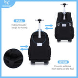 Rolling Backpack for Girls, 3PCS Bow Wheeled Girls Backpack Set with Lunch Bag and Pencil Case, Waterproof Kids School Bookbag for Elementary, Middle High School