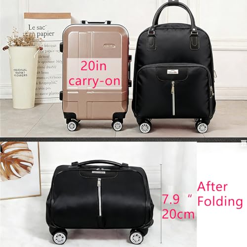 Rolling Laptop Bag, Black Business Travel Trolley Luggage with 360° Spinner Wheels, Carry-On Wheeled Computer Tote