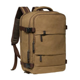 KAUKKO Canvas Travel Rucksack, Large Capacity Carry On Bag with Shoe Pouch and 15.6 inch Laptop Compartment, Flight Approved Outdoor 40L Luggage Weekender Bag, 12-KHAKI