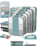 OlarHike 10-Pack Compression Packing Cubes for Travel Essentials,Compressible Expandable Packing Cubes for Suitcase,Luggage Garment Bags for Travel,Handy Helper for Organizing Clothes(Blue Gray)