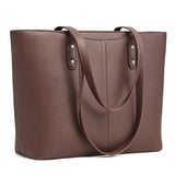 S-ZONE Tote Bag for Women Work Totes Large Vegan Leather Purses and Handbags Women's Shoulder Bag with Luggage Strap for Travel Commuting Office Teacher Coffee
