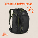 Kelty Redwing Traveler Backpack, Travel Pack with Wide U Zip Opening, Signature Wing Pockets, 30-50L Capacity (40L Black)