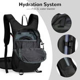Outplea 15L Cycling Backpack with Helmet Buckle for Men Women, Small Waterproof Lightweight Bike Hiking Backpack with Chest Strap for MTB Biking Climbing, Black