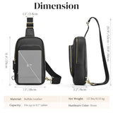 S-ZONE Sling Bag for Men Women RFID Blocking Top Grain Leather Crossbody Shoulder Bag Chest Hiking Daypack Travel