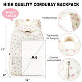 BTOOP School Backpack for Girls Teens Large Corduroy Bookbag Lightweight 15.6 inch Laptop Bag for Women Casual High School College (Pink Bow Floral)