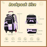 Rolling Backpack for Girls 3PCS Kids Backpack Set Cute Trolley Bags for Elementary Middle High School Wheeled Bookbags