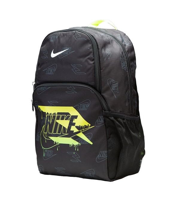 Nike 3 Brand Graphic Print Backpack – Black/Volt – One Size (30L)