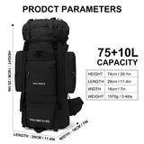 IX INOXTO 85L Lightweight Internal Frame Hiking Backpack for Men Women, Waterproof Travel Camping Backpack with Rain Cover (Black)