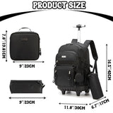 Meetbelify Rolling Backpack for Girls Backpack with Wheels for Elementary Student Kids School Bag with Lunch Box Pencil Case for Girls Ages 6-8 Years Old Black