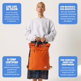 ORI LONDON Travel Backpack - Large Water-Resistant Nylon Rolltop Laptop Backpack for Men & Women - The Finchley - Burnt Blue