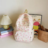 Bow Backpack For Girls Kawaii Coquette Nylon Fabric 3 Piece Set Cute Lightweight Adjustable Straps Laptop Commute Travel Fashion Daypack Pink