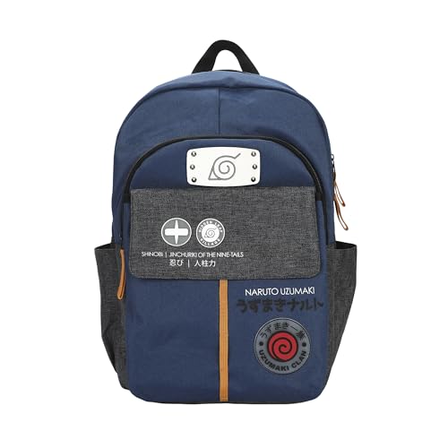 Bioworld Naruto Shippuden Shinobi Symbols Blue 17.5” Adult Commuter Backpack | Backpacks4Less