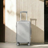 VATILIN 20 Inch Aluminum Frame Hardside Carry On Luggage, Airline Approved Zipperless Lightweight Suitcase with Spinner Wheels & TSA Lock for International Travel & Business, Silver