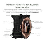 8000Kicks Everyday Hemp Backpack - Lightweight and Waterproof Backpack with Anti-theft pocket and Spacious Interior (Solid Black)