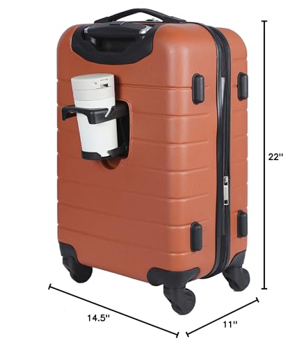 Wrangler Smart Spinner Hardside Luggage, 22-Inch Carry-On, Burnt Orange