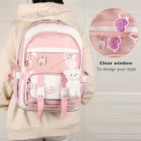 Phaoullzon Kawaii Backpack for Girls School Bookbag Cute Anime Backpacks with Pins and Pendant