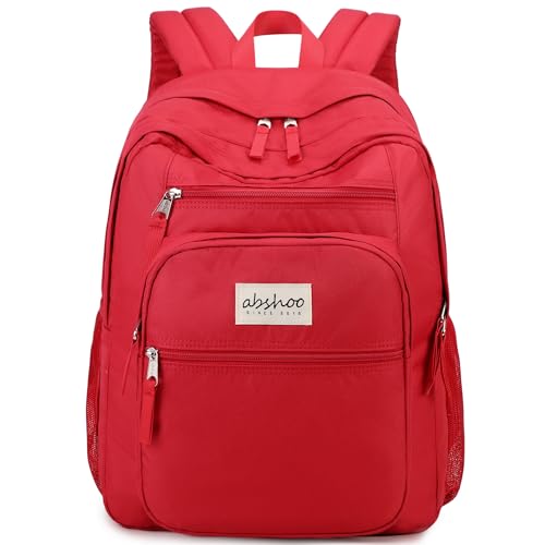 abshoo 34L Big School Backpack For College Women Girls Middle High School Teen Bookbag Travel Backpack Daypack (Red)