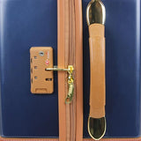 World Traveler Gatsby Vintage Style 2-Piece Hardside Carry-On Retro Train Case Spinner Luggage Set - Navy