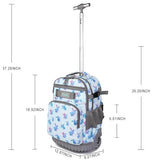 Tilami Rolling Backpack 19 inch with Lunchbox Wheeled Laptop Backpack, Turtle Blue