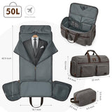 S-ZONE Garment Bag for Travel Carry on Duffle Bag for Men Travel Convertible Suit Bags Carry on Luggage Hanging Suitcase Travel Bag with Toiletry Bag, Gray, 50l, Travel Garment Bag