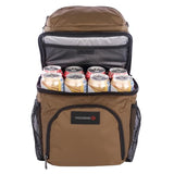 WOLVERINE 18 Can Cooler Backpack | Durable Nailhead Nylon, Dual Compartment Cooler & Dry Storage, Padded Mesh Back Panel, & Exterior Water Bottle Pockets