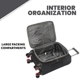 Spyder Pivot Expandable Softside Spinner Checked Luggage with 360° Spinner Wheels (Black, 3-Piece Set)