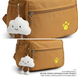 Roozxbscen Cute Bear Backpack for Women Nylon Cartoon Kawaii Daily Bag Lightweight Travel Daypack with Soft Cloud Pendant (White)