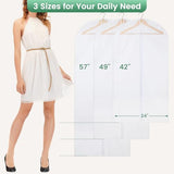 6 Pack Garment Bags for Hanging Clothes - Translucent Suit Bag for Closet Wardrobe Storage Travel - 24" x 42"