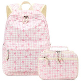 LEDAOU Girls Backpack with Lunch Box Set, 16 Inch Corduroy School Backpack for Girls Ages 5-10, Cute Bow Kids Bookbag for Preschool Kindergarten Elementary, Water Resistant School Bag