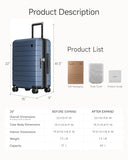 LUGGEX Airline Approved Carry On Luggage, Expandable Hard Shell, Blue, 20"
