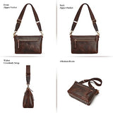 S-ZONE Leather Crossbody Bags for Women medium Designer Purses Trendy Shoulder handbags with Wide Strap