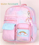 Kids Backpack for Girls Girls Backpack Rainbow School Bag for Elementary Primary School With Pen Bag -16inch Purple