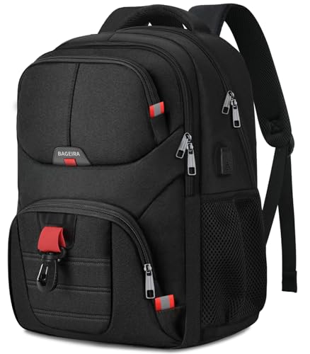 Black Backpack for Men, Travel backpack with USB charging port, School Backpack for Boys Teens, Book Bag, Water Resistant Bookbag, Business Work Travel Mochilas escolares para adolescentes