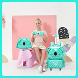Meetbelify Kids Rolling Backpack with Wheels for Girls Cute koala School Roller Backpack,Carry on Travel Luggage with Lunch Bag and Pencil Case for Girls Ages 5-12