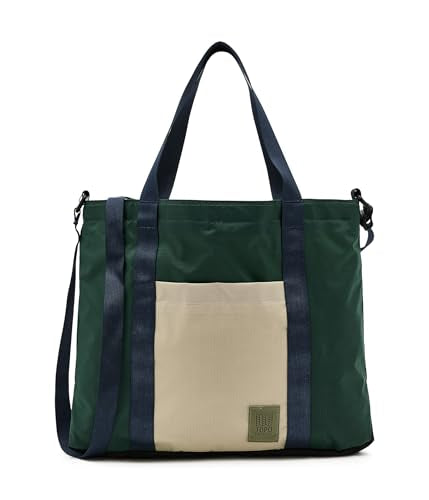 Topo Designs, Unisex, Mountain Essential Tote, Forest/Bone White, One Size