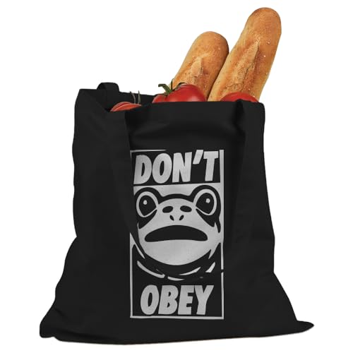 Indica Plateau Dont Obey Portland Frog Forest Green Large Canvas Tote Bag