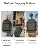 Hynes Eagle Rolling Backpack 42L Backpack with Wheels Airline Approved Carry on Luggage Laptop Travel Suitcase Bag for Women Men Dark Green