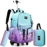 Rolling Backpack for Girls Backpack with Wheels for Teens Boys Kids Rolling Backpacks for Travel School Backpacks with Wheels for Teens with Lunch Box